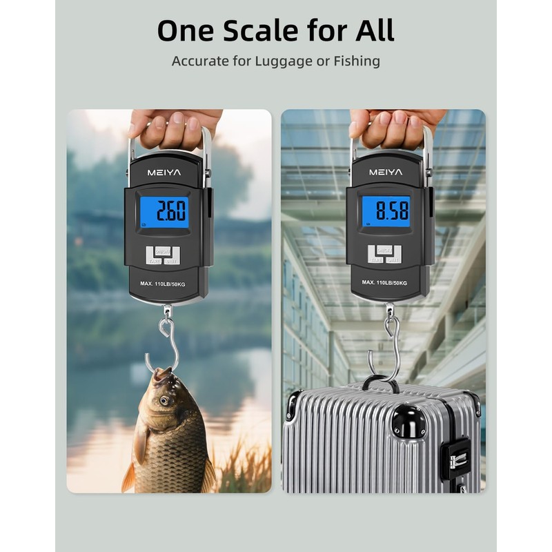MEIYA Fish Scale 110lb/50kg Digital Fishing Scale with Backlit LCD,