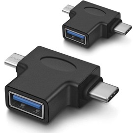 URWOOW 2 in 1 OTG Converter USB 3.0 to Micro USB and Type C Adapter USB3.0 Female to Micro USB Male and USB C Male Connector (1 Pack)