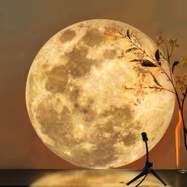 Moon Lamp Projector Night Light, 360° Rotatable Moon Lamp USB Powered Lighting with Bracket,Mood Light Photography Romantic Atmosphere Lamp for Selfie Backgroun Bedroom Decor Moon Fantasy Lovers
