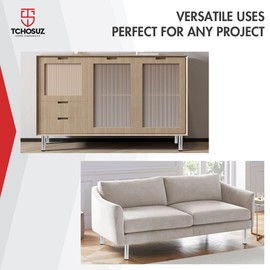 TCHOSUZ 8 inch / 20cm Metal Furniture Legs, Pack of 4 Modern Aluminum Alloy Tapered Replacement Feet with M8 Hanger Bolts & T-Nuts for Home DIY Projects Couch Sofa Cabinet Nightstand TV Stand Chrome