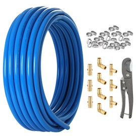 HeSun 3/4 Inch PEX-B Pipe,100FT Blue Pex B Tubing with 3/4" 10PCs Pex Brass Fittings and 30PCs Cinch Clamp Rings, Clamp Tool,Pipe Cutter