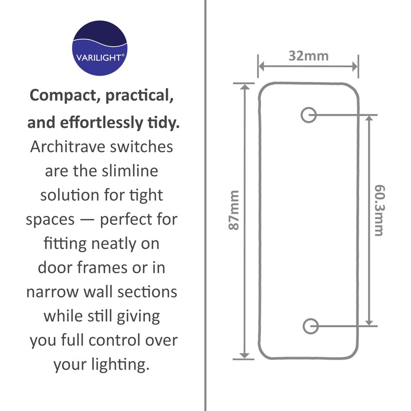 Varilight Single Light Switch 2-Way - Architrave Matt Black With