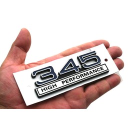2pcs 345 5.7 Liter High Performance Engine Emblems Badge 3D Decals Stickers Cars Trucks (Chrome Blue)