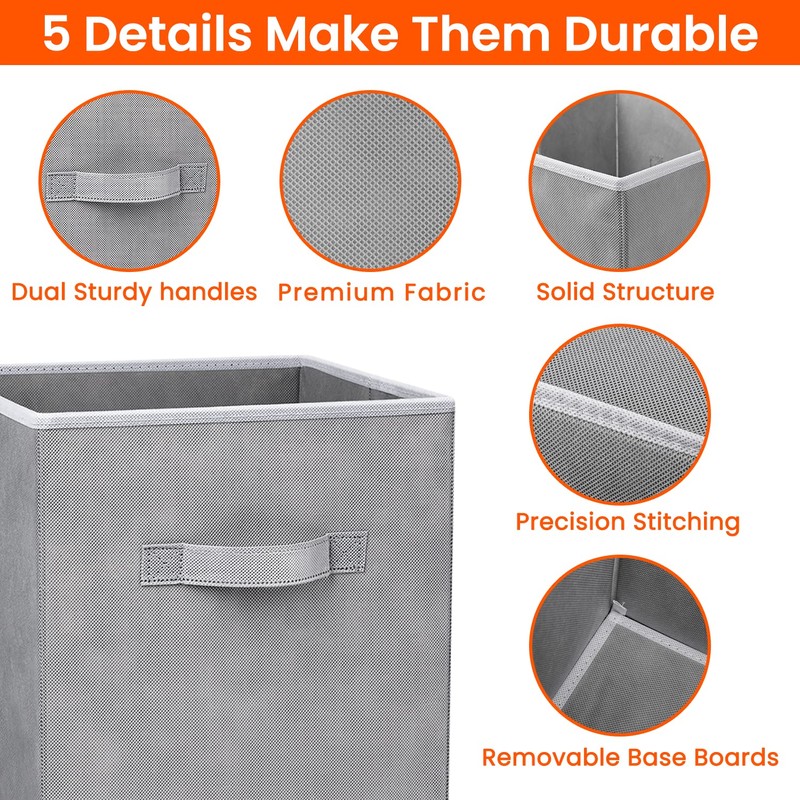 Criusia Storage Cubes - 11 Inch Heavy Duty Fabric Storage