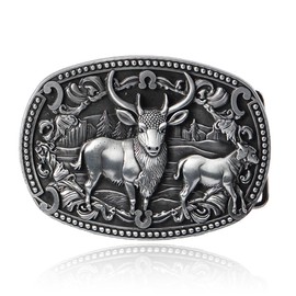 GelConnie Western Belt Buckles for Men Women Cowboy Cowgirl Rodeo Western Bull and Calf Belt Buckle Novelty Gifts Silver