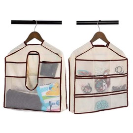 Hanger Diversion Safe, Hanging Closet Safe with Dual-Sided Pocket, Fits Under Hanging Clothes to Hide Guns Money Stash Jewelry Documents Valuables for Home, Travel, Office, Dorm(Beige)