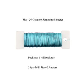 HAHIYO 26Gauge Blue Metal Floral Wire - 1 Roll, 38 Yards (115 Feet) - Flexible Paddle Wire for Craft, Christmas Wreath, Flower Arrangement, Bouquet Wrapping, Wedding, DIY