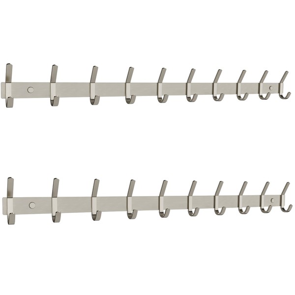 SAYONEYES Brushed Nickel Coat Rack Wall Mount with 10 Double
