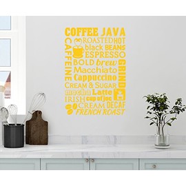 32"x24" Coffee Collage Java Caffeine Espresso French Roast Decaf Cappaccino Macchiato Brew Cream Sugar Latte Mocha Irish Drink Kitchen Wall Decal Sticker Art Mural Home Decor