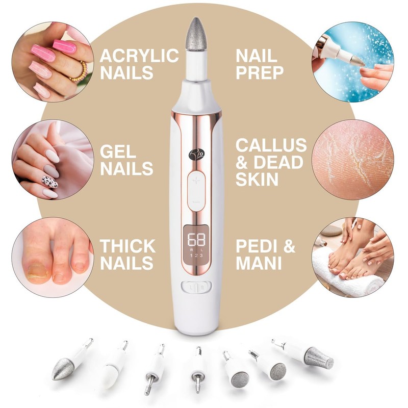 Rio Precision Pro Electric Nail File (White/Gold)