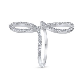 Simple Romantic Large Pave Cubic Zirconia Elegant Full Finger Armor CZ Statement Swirl Infinity Ring For Women Teen.925 Sterling Silver