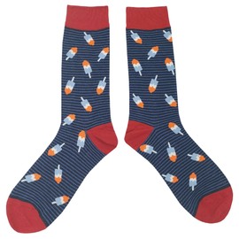 SockFly Rocket Pop Dress Socks Funny Novelty Crazy Fun Design Men Size 8-12 Cotton Casual Crew Colorful Funky Fancy Socks Gift for Men
