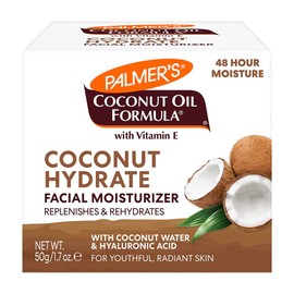 Palmers Coconut Oil Formula Crema Hidratante Facial con Agua de Coco y Ácido Hialurónico, Humectación 48 Horas, Dermatológicamente Probada, 50g       
