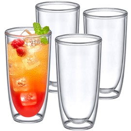 Amazing Abby - Andes 20-Ounce Insulated Tumblers (Set of 4), Double-Wall Glass, BPA-Free, Shatter-Proof, Dishwasher-Safe