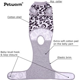 PetWarm Surgery Suit for Dogs, Dog Cone Alternative After Surgery, Covers Wounds, Prevents Licking, Fashionable and Protective, Lightweight and Breathable, Leopard Pattern, White, XL