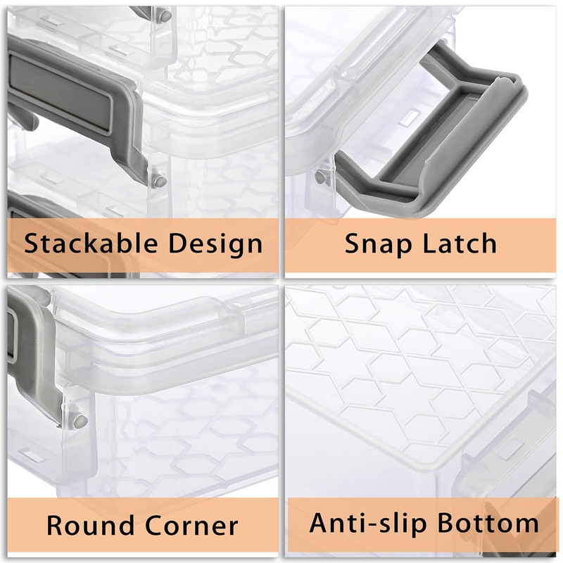 BSTKEY 12 Pcs Plastic Small Storage Containers with Lids, Clear