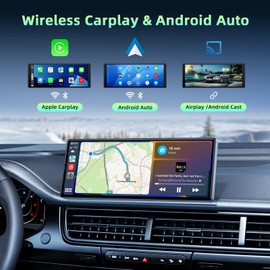 LAMTTO 9.26-inch Wireless CarPlay Screen for Car Compatable with Apple CarPlay& Android Auto,Portable Car Stereo with GPS Navigation,Bluetooth,Mirror Link,Drive Play,Touch Screen for All Vehicles