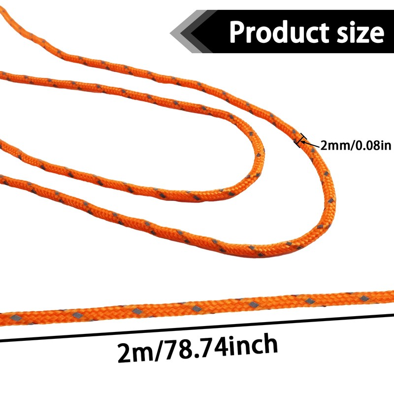 2mm Reflective Guyline Rope, Camping Cord Fluorescent Guyline Camping Paracord