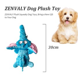 ZENVALY Dog Toy, Squeaky Toy for Dogs, Squeaky Toy, Dog Toy without Stuffing, Plush Toy, Dog Plush Safe Chew Toy for Puppies, Small, Medium Dogs, Elephant Light Blue
