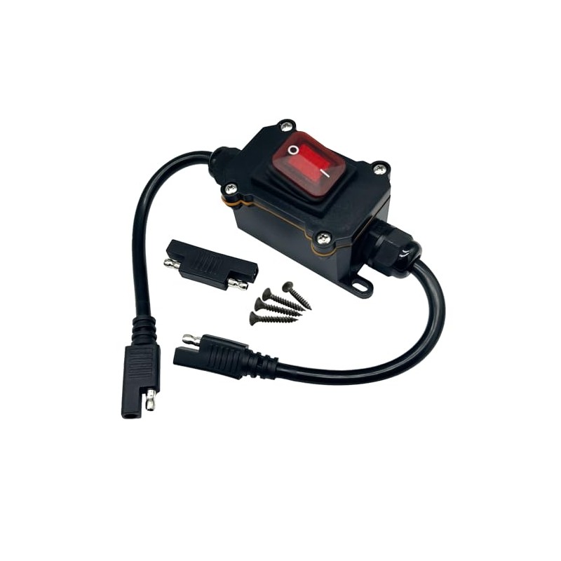 Inline 12V Power Switch IP65 Waterproof, 14AWG SAE to SAE