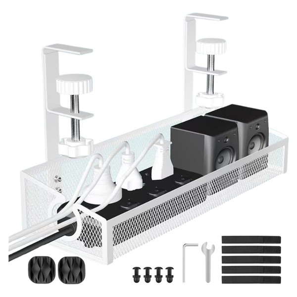 Under Desk Cable Management Tray,Multifunctional Desk Cord Organizer | Metal