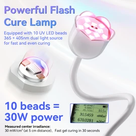 Makartt UV Nail Lamp: Mini UV Light for Gel Nails Polish Luminoza 30mW/cm² Rechargeable LED Nail Light Nail Dryer with 4 Timers & Auto Sensor, Fast Curing Goosenecks Lamp for Home DIY Manicure