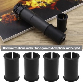 Create idea 4 Pieces Microphone Shock Absorber Rubber Sleeve Replacement Microphone Stand Rubber Seal Accessories for Indoor Recording Studio Black