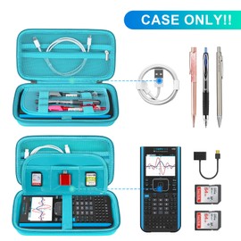 BOVKE Graphing Calculator Carrying Case for Texas Instruments TI-Nspire CX II CAS/CX II/CX/CX CAS Calculator and More - Mesh Pocket for USB Cables and Other School Supplies, Turquoise