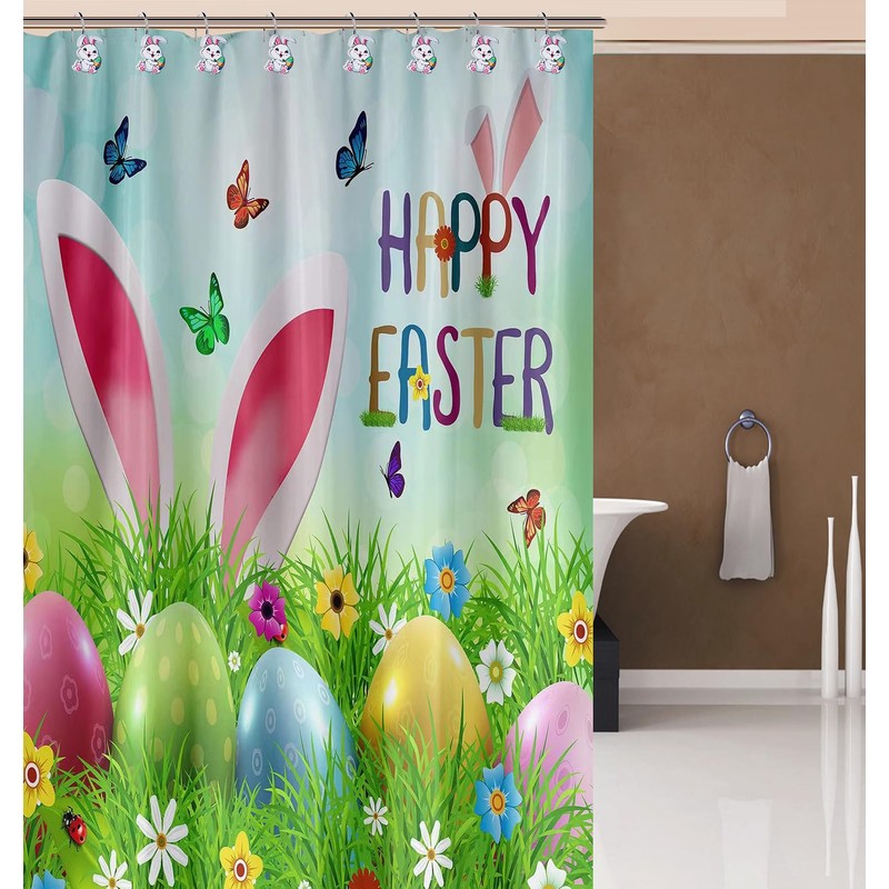 HPYNPES Easter Shower Curtain Hooks - Set of 12, Perfect