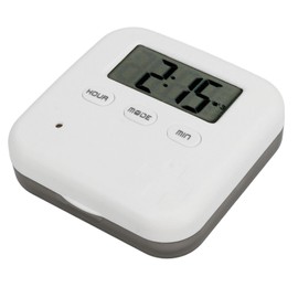 Box, Portable with Timer Smart Medication Organizer with Bell Vibration Reminder 4 Large Compartments Case (Grey)