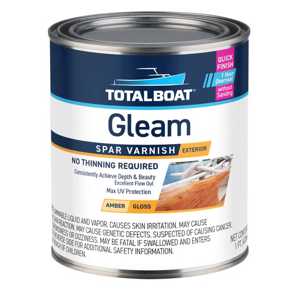 TotalBoatGleam Marine Spar Varnish, Gloss and Satin Polyurethane Finish for