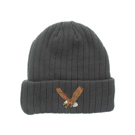 Gift for Animal lover, Bald Eagle embroidered fleece beanie, insulated winter beanie, custom make beanie (GREY)
