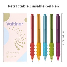 Valtiner 5Pcs Assorted Color Gel Pens Retractable, Vintage 0.5 mm Fine Point Pen with Colored Ink, Smooth Writing Quick Dry for Journaling Note Taking (Vintage Colors Ink)