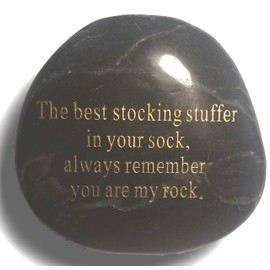 The best stocking stuffer in Your sock, always remember, you are my rock, engraved rock (Black)