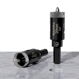 REKCKRUL 3/4 Inch Diamond Hole Saw with Pilot Drill Bit, 2PCS Premium Tile Hole Saws for Porcelain, Ceramic, Granite, Marble, Glass - 1-3/8" Cutting Depth, Serrated Edge & Wet/Dry Use (20mm)