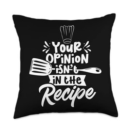 Cute Mama Kitchen Cooking Mothers Day Mommy Mama Your Opinion Isn't in The Recipe Cooking Mom Mother Throw Pillow, 18x18, Multicolor