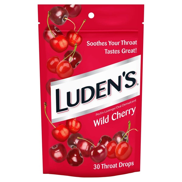 Luden's Wild Cherry Throat Drops | Deliciously Soothing | 30 Drops | 12 Bags, 30 Count (Pack of 12)