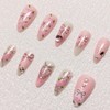 Almond Press on Nails Medium Fake Nails with Rose 3D