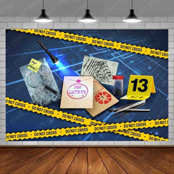 EMDSPR Detective Backdrop, 5x3ft Top Secret Agent Spy Evidence Bag