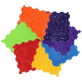 7pcs Sensory Floor Mats, Fun Rainbow Set of Sensory Mat Assorted Pattern Sensory Play Mats for Floor Massage Mat for Kids Orthopedic Floor Mat Puzzle Floor Mats for Kids (Rainbow Colors)