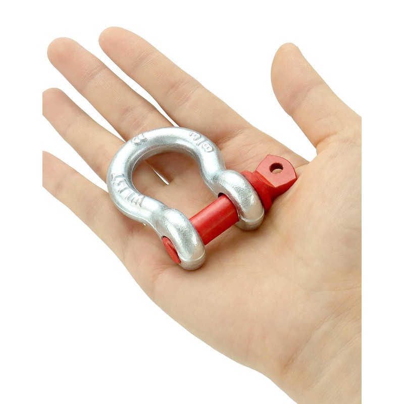 QWORK 3/8" Galvanized Screw Pin Anchor Shackles, 10 Pack D-Ring