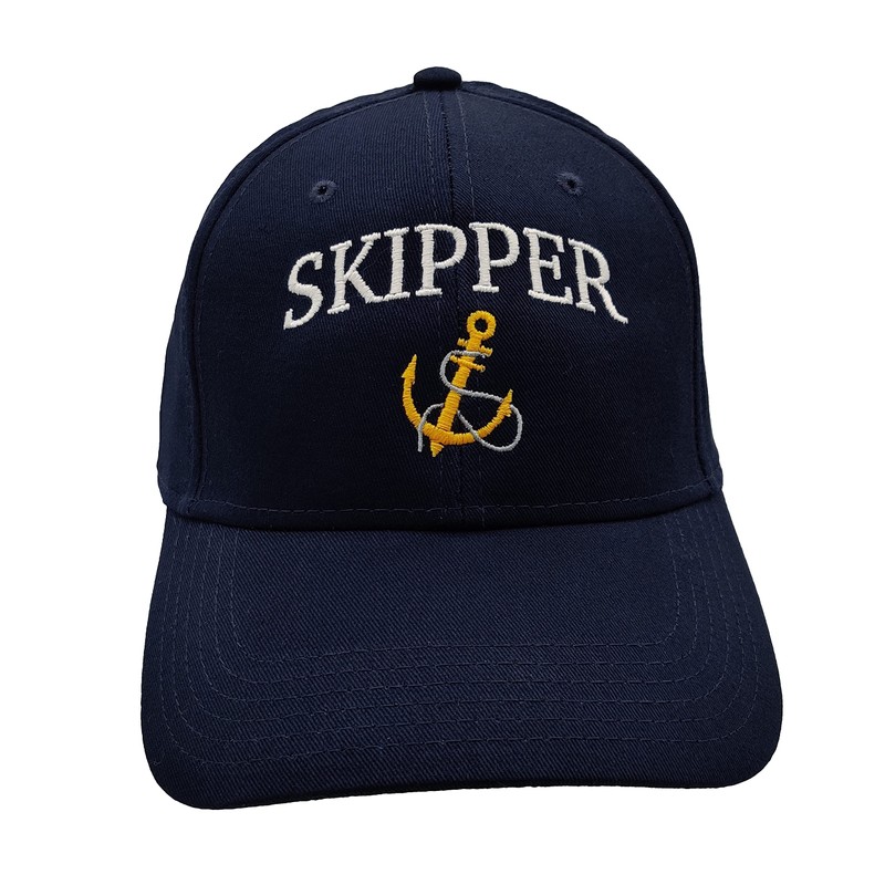 Windcatcher Skipper Anchor Cotton Cap - Navy Blue, One Size