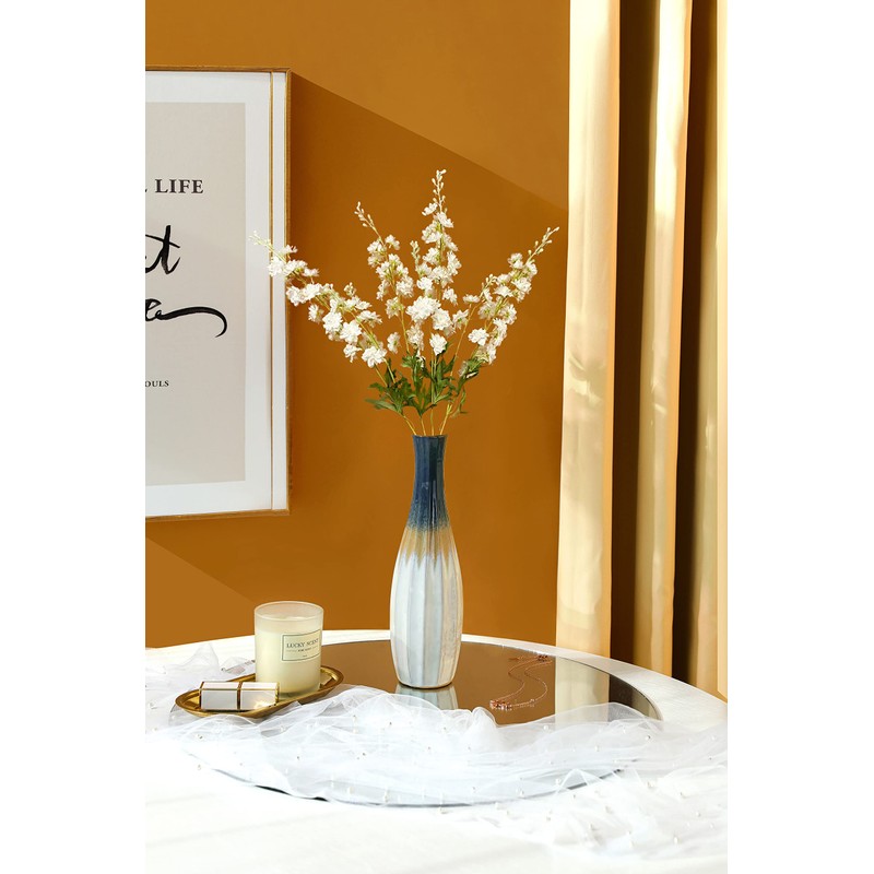 ZYTUYO White Delphinium Artificial Flower Long Stem Flower 4 pcs