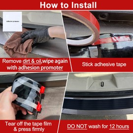 LEONTOOL Car Rear Bumper Protector Guard, 35"x3.1" Anti-Scratch Car Door Sill Protector Strip, Non-Slip Universal Trunk Door Entry Guard Trim Cover for Most Cars SUV, PVC, Black