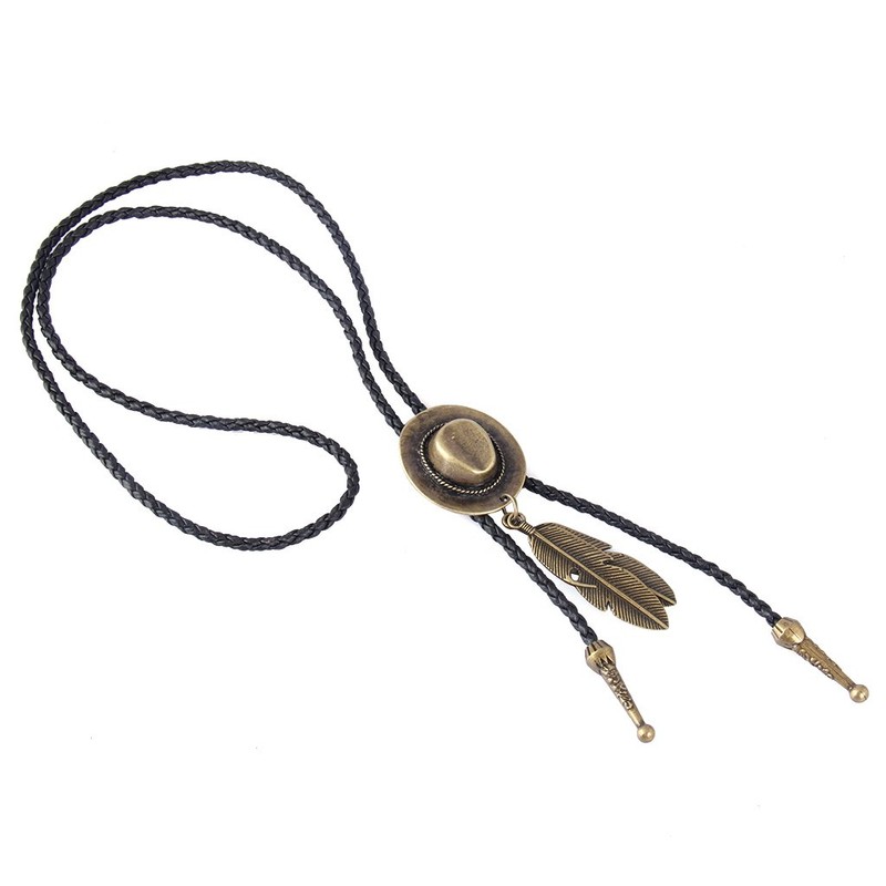 LIANCHI Western Black Bolo Tie for Men and Women Feather