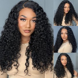 Romface Echthaar Perücke Schwarz Curly Half Wig Human Hair Kinky Curly 16 Inch Real Hair Wigs For Black Women,180 Dichte Perücken Echthaar Damen No Glue Natural Black