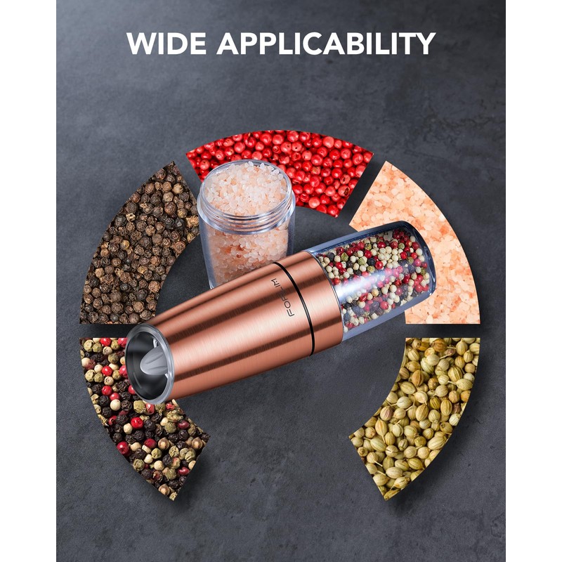 FORLIM Gravity Electric Salt and Pepper Grinder Set, Upgraded 4