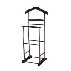 Proman Products Twin Valet with Wooden Hanger Tray & Trouser Bar, Walnut