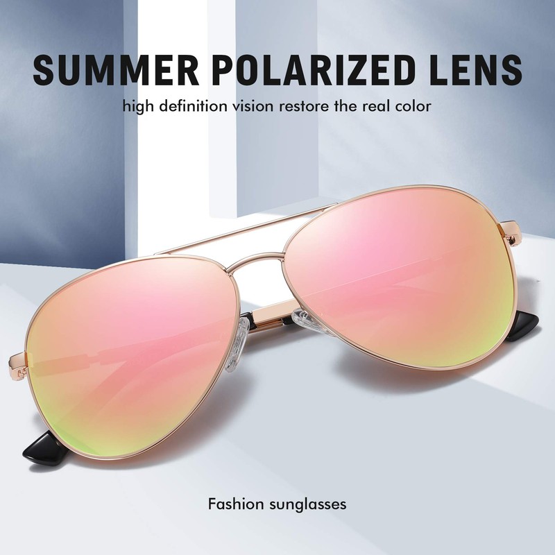 DUCO Classic Polarised Mirrored Pilot Sunglasses Mens Womens Vintage Polarized