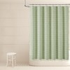 Sage Green Shower Curtain - Farmhouse Boho Modern Linen Fabric